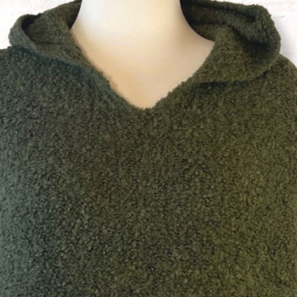 A New Day Womens Hooded Sweater Size Large Green Boucle Yarn Wool Pullover - Picture 6 of 14